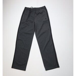 Y2K Adidas Mens Large Tall Spell Out Striped Wide Leg Sweatpants Pants Gray